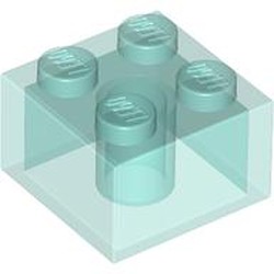 LEGO part 6223 Brick 2 x 2 without Inside Ridges in Transparent Light Blue/ Trans-Light Blue