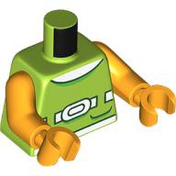 LEGO part 973c38h38pr0002 Torso, Bright Light Orange Arms and Hands with print in Bright Yellowish Green/ Lime