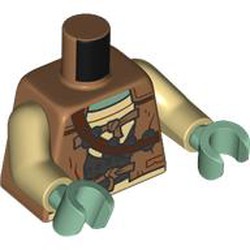 LEGO part 973c26h25pr0001 Torso, Tan Arms, Sand Green Hands with print in Medium Nougat