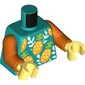 Torso, Pineapples, Light Aqua Leaves print, Reddish Orange Arms, Yellowish Green Hands