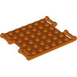 LEGO part 6686 Plate 6 x 6 with 4 Handles in Reddish Orange