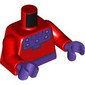Torso Bodysuit, Dark Purple Breastplate and Belt, Muscles Print (Magneto), Red Arms, Dark Purple Hands