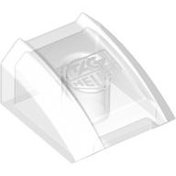 LEGO part 30602pr0037 Slope Curved 2 x 2 with Lip, No Studs with TAG Heuer Logo print in Transparent/ Trans-Clear