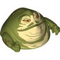 Upper Body - Jabba the Hutt with Tan Face, Dark Bluish Grey Wrinkles Print [Complete Assembly with Arms]