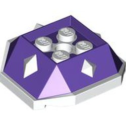 LEGO part 67931pat0001 Wedge Sloped 4 x 4 with Diamond Spikes with White Underside Pattern in Medium Lilac/ Dark Purple