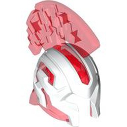 LEGO part 6889pat0002 Helmet with Crest White Pattern in Transparent Red/ Trans-Red