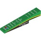 Brick Sloped 1 x 6 x 1 with 1 x 2 x 1/3 Cutout with Black and Yellow Stripes, White Sponsor Names print