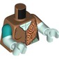 Torso, Dual Molded Arms, Medium Nougat/Nougats/Sand Green Random Stitched Clothes, Light Aqua Chest print, with Dark Turquoise Sleeves Pattern, Light Aqua Arms and Hands