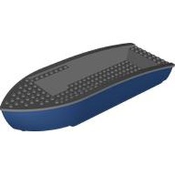 LEGO part 109847c01 Boat 10 x 34 x 5 1/3 with Dark Bluish Grey Deck [Complete Assembly] in Earth Blue/ Dark Blue