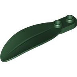 LEGO part 3565 LEAF 2X6X1, NO. 1 in Earth Green/ Dark Green