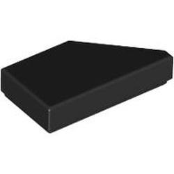 LEGO part 5091 Tile 1 x 2 with Stud Notch Left in Black