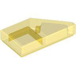 LEGO part 5091 Tile 1 x 2 with Stud Notch Left in Transparent Yellow/ Trans-Yellow