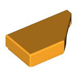 LEGO part 5092 Tile 1 x 2 with Stud Notch Right in Flame Yellowish Orange/ Bright Light Orange