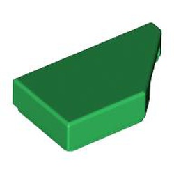 LEGO part 5092 Tile 1 x 2 with Stud Notch Right in Dark Green/ Green