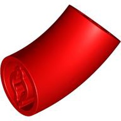LEGO part 5489 Brick Round 2 x 2 D. Tube with 45° Elbow and Axle Holes (Crossholes) at Each End [LONG] in Bright Red/ Red