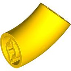 LEGO part 5489 Brick Round 2 x 2 D. Tube with 45° Elbow and Axle Holes (Crossholes) at Each End [LONG] in Bright Yellow/ Yellow