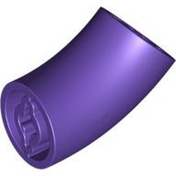 LEGO part 5489 Brick Round 2 x 2 D. Tube with 45° Elbow and Axle Holes (Crossholes) at Each End [LONG] in Medium Lilac/ Dark Purple