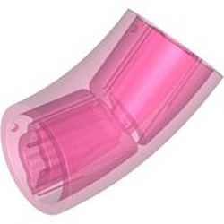 LEGO part 5489 Brick Round 2 x 2 D. Tube with 45° Elbow and Axle Holes (Crossholes) at Each End [LONG] in Transparent Medium Reddish Violet/ Trans-Dark Pink