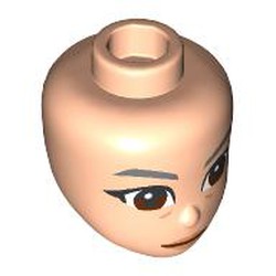 LEGO part 92198pr9933 Minidoll Head Dark Bluish Grey Eyebrows, Reddish Brown Eyes, Peach Lips, Wrinkles in Light Nougat