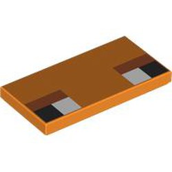 LEGO part 87079pr9891 Tile 2 x 4 with Pixelated White/Black Eyes, Nougat Eyeshadow print in Bright Orange/ Orange