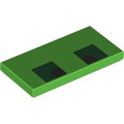 LEGO part 87079pr0211 Tile 2 x 4 with Two Pixel Squares Print in Bright Green