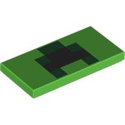 LEGO part 87079pr0212 Tile 2 x 4 with Pixel Squares (Creeper Mouth) Print in Bright Green