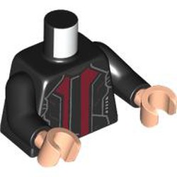 LEGO part 973c03h02pr0006 Torso, Black Arms, Light Nougat Hands with print in Black