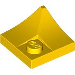 LEGO part 4190 Plate Special 2 x 2 with Double Inverted Curve, 1 Stud in Bright Yellow/ Yellow