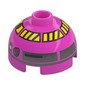 Brick Round 2 x 2 Dome Top, Vented Stud with Red and Black Hazard Stripes Astromech Droid Print (QT-KT)