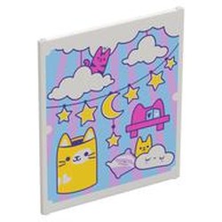 Glass for Frame 1 x 6 x 6 with Moon/Stars Garlands, Clouds, Kittens print