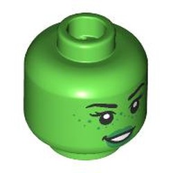 LEGO part 28621pr9577 Minifig Head with print in Bright Green