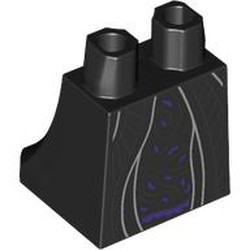 LEGO part 36036pr0095 Hips and Legs Under Dress/Robe with Silver Lines, Dark Purple Decorations print in Black
