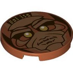 LEGO part 67095pr0039 Tile Round 3 x 3 with Monkey print in Dark Orange