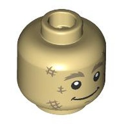 LEGO part 28621pr9573 Minifig Head with print in Brick Yellow/ Tan