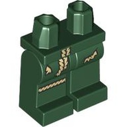 LEGO part 970c35pr0007 Hips and Dark Green Legs with Tan Ropes print in Earth Green/ Dark Green