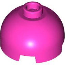 LEGO part 3262 Brick Round 2 x 2 Dome Top - Vented Stud with Bottom Axle Holder x Shape + Orientation in Bright Purple/ Dark Pink