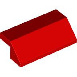 LEGO part 5540 ROOF TILE 2X4, DEG. 45, W/O KNOBS in Bright Red/ Red