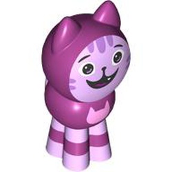 LEGO part 107529pr0001 Animal, Cat, Standing, Spherical with Bright Pink Face print in Bright Reddish Violet/ Magenta