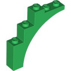 LEGO part 14395 Brick Arch 1 x 5 x 4 [Continuous Bow, Raised Underside Cross Supports] in Dark Green/ Green