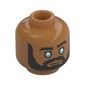 Minifig Head Ezra Bridger, Thick Black Eyebrows, Bright Light Blue Eyes, Black Beard, Moustache, Neutral/Angry