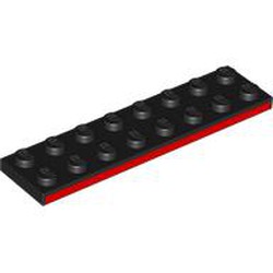 LEGO part 3034pr0001 Plate 2 x 8 with Red Side print in Black