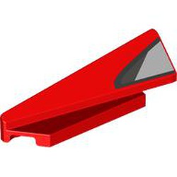 LEGO part 3388pr0001 Wedge Sloped 1 x 5 x 1 1/3 Left with Silver/Black Air Intake print in Bright Red/ Red