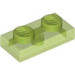 LEGO part 3023 Plate 1 x 2 in Transparent Bright Green/ Trans-Bright Green