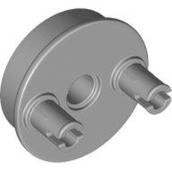 LEGO part 6991 Rotation Joint Disc with 2 Pins in Medium Stone Grey/ Light Bluish Gray