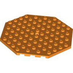 LEGO part 89523 PLATE OCTAGONAL 10X10 W. SNAP in Bright Orange/ Orange