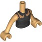 Minidoll Torso with Dress, Silver Ruffles, Belt, Black Collar, Straps print, Warm Tan Arms and Hands