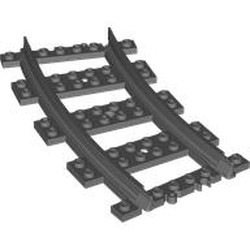 LEGO part 2827 Vehicle Track, Train, Plastic (RC Trains) Curved (Updated Version) in Dark Stone Grey / Dark Bluish Gray