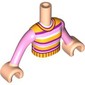 Minidoll Torso with Bright Pink/Bright Light Orange/Dark Pink/White Striped Shirt print, Light Nougat Hands