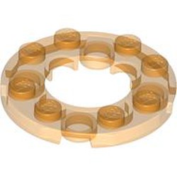 LEGO part 11833 Plate Round 4 x 4 with 2 x 2 Round Opening in Transparent Bright Orange/ Trans-Orange