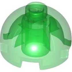 LEGO part 3262 Brick Round 2 x 2 Dome Top - Vented Stud with Bottom Axle Holder x Shape + Orientation in Transparent Green/ Trans-Green